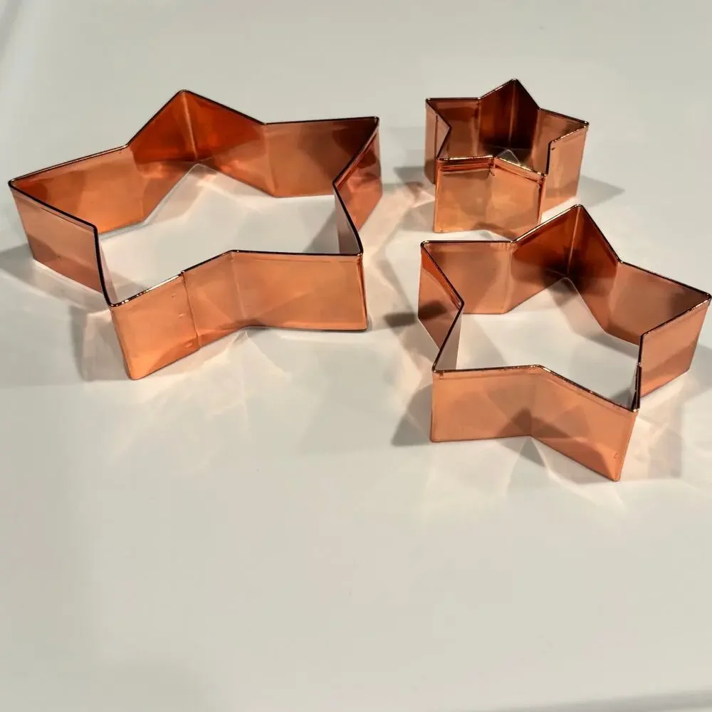 Star Shaped Cookie Cutters Copper 3 Nesting Set of Three 4